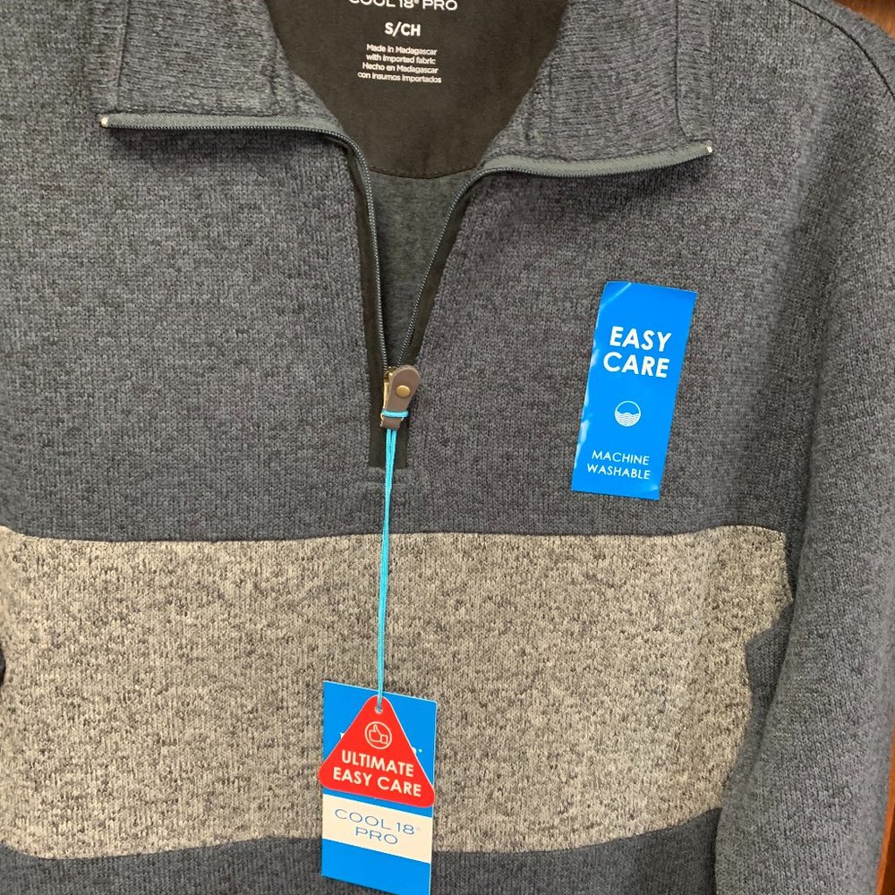 Men's "Haggar" LS 1/4 zip charcoal grey sweater - NWT - S